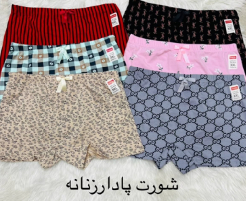 شورت پادار زنانه نخ کتان کمر پهن سایز سه ایکس لارج ۵۰ تا ۵۲